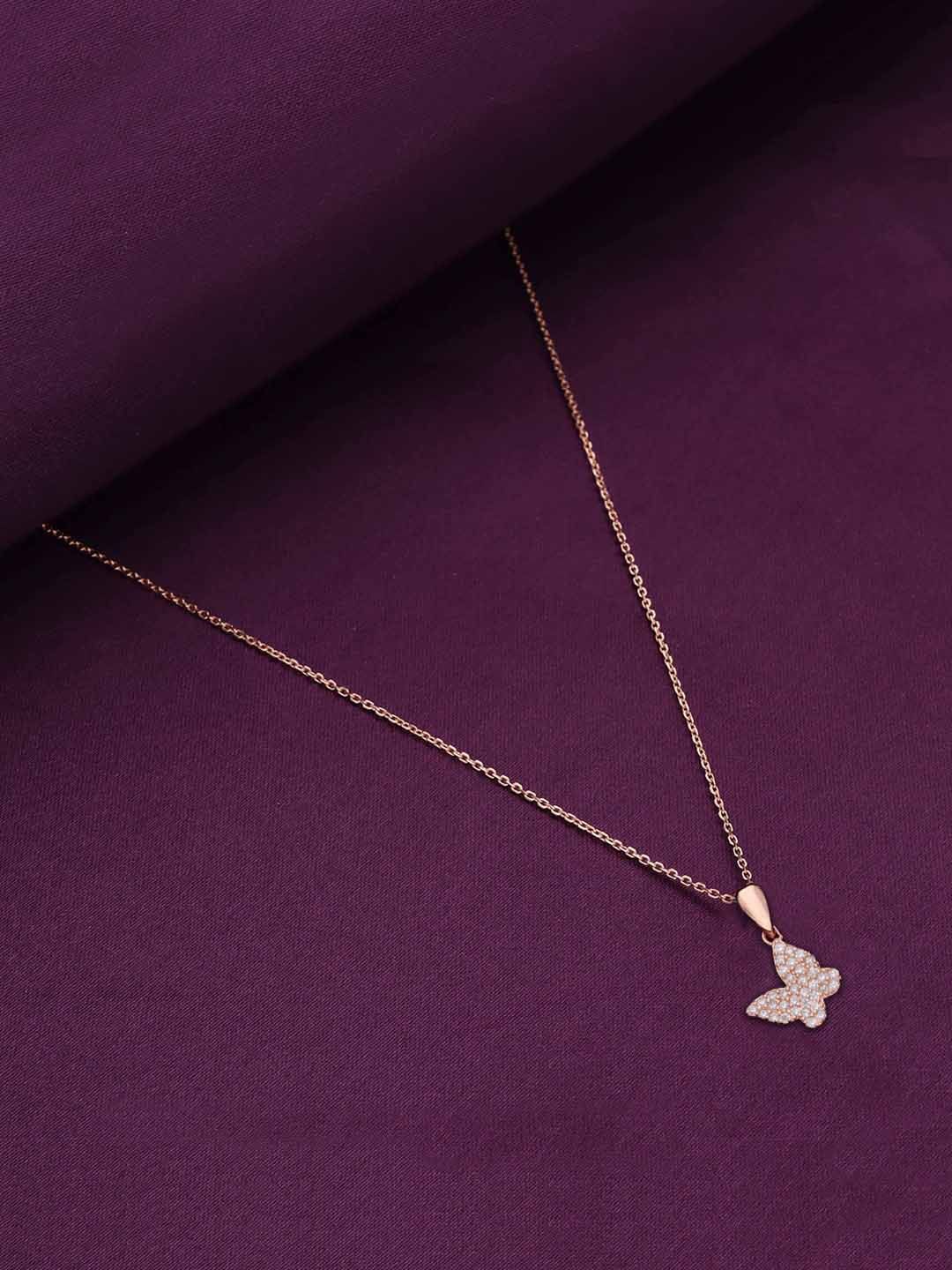 

KAI JEWEL Rose Gold-Plated Stone-Studded Pendants With Chains