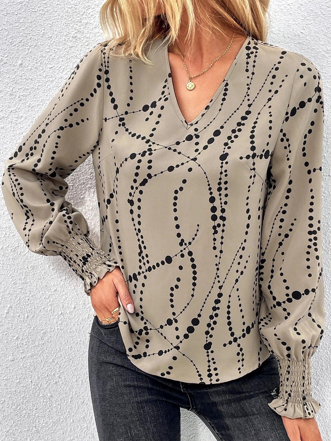 

Stylecast X Slyck Polka Dot Print Top, Beige