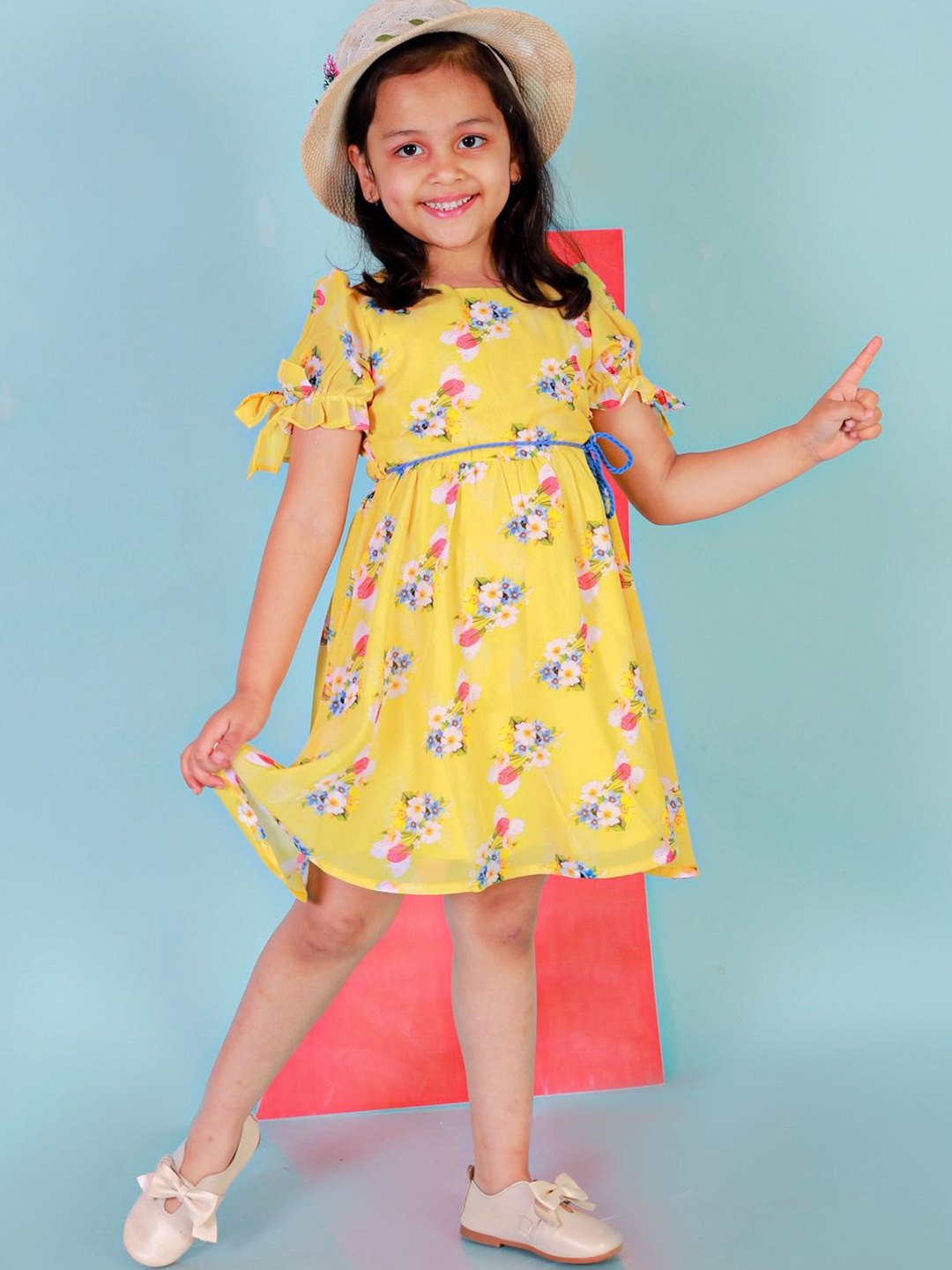 

LIL DRAMA Floral Print A-Line Dress, Yellow