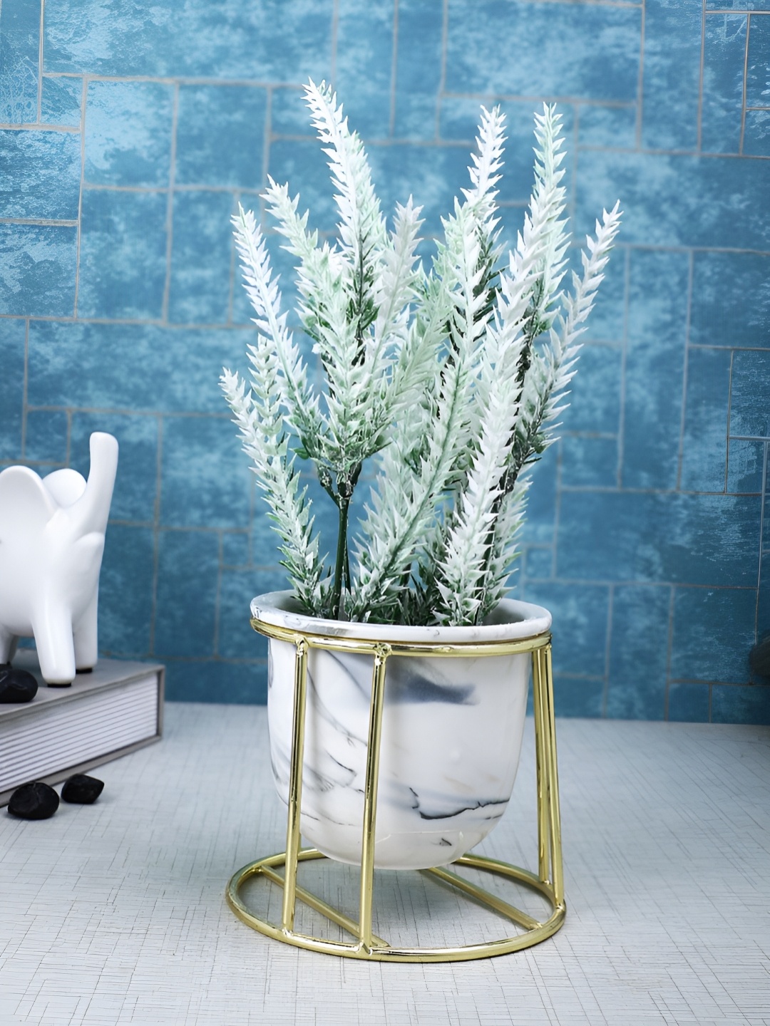 

TAYHAA White 1 Pieces Fern Artificial Plant With Pot