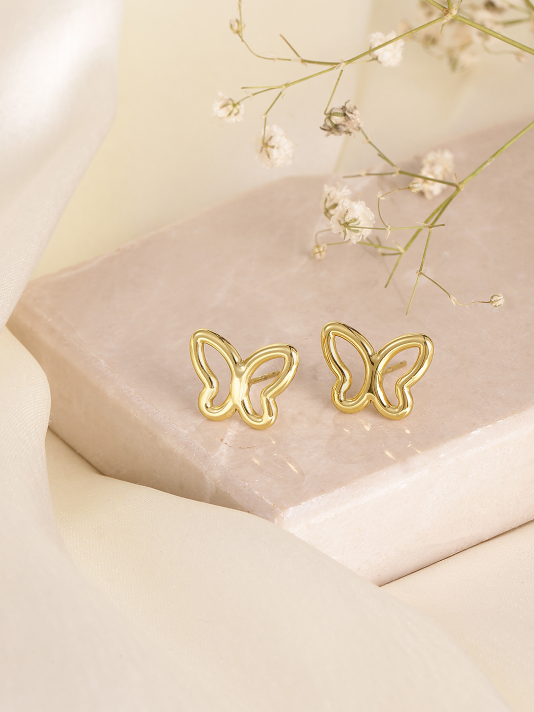

DressBerry Contemporary Butterfly Studs Earrings, Gold