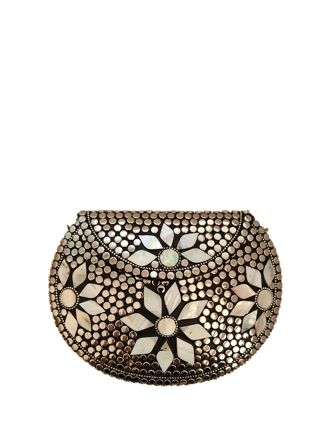 

MAATIR DESIGNS Embellished Half Moon Clutch, Gold