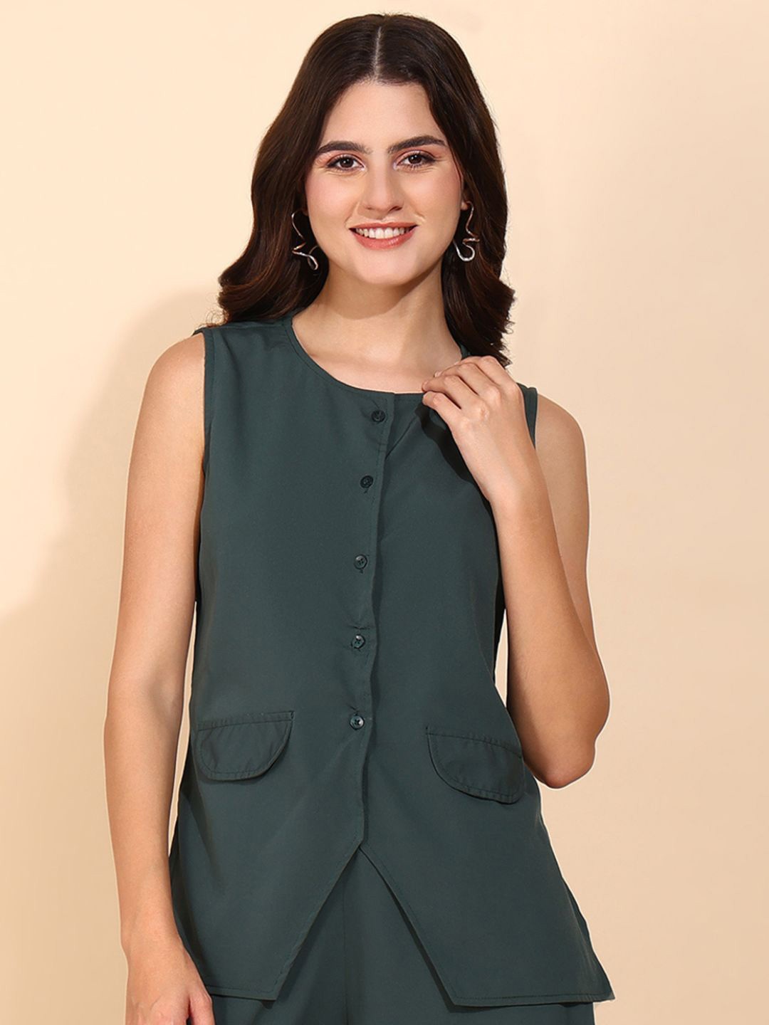 

Fashfun Crepe Top, Green