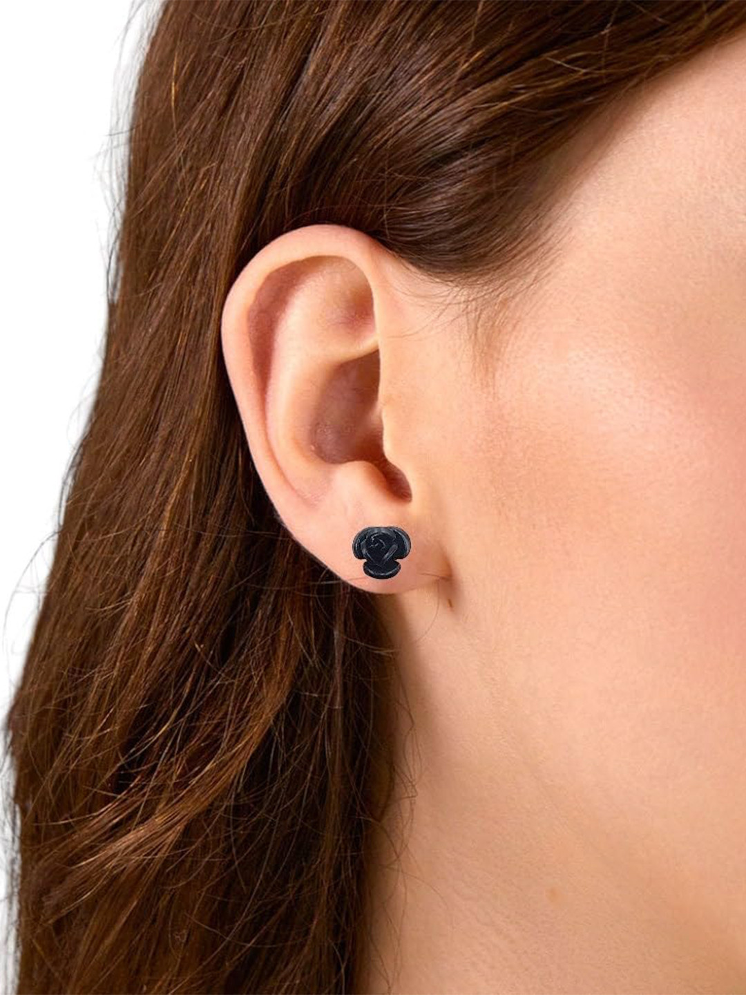 

AMONROO Floral Studs Earrings, Black