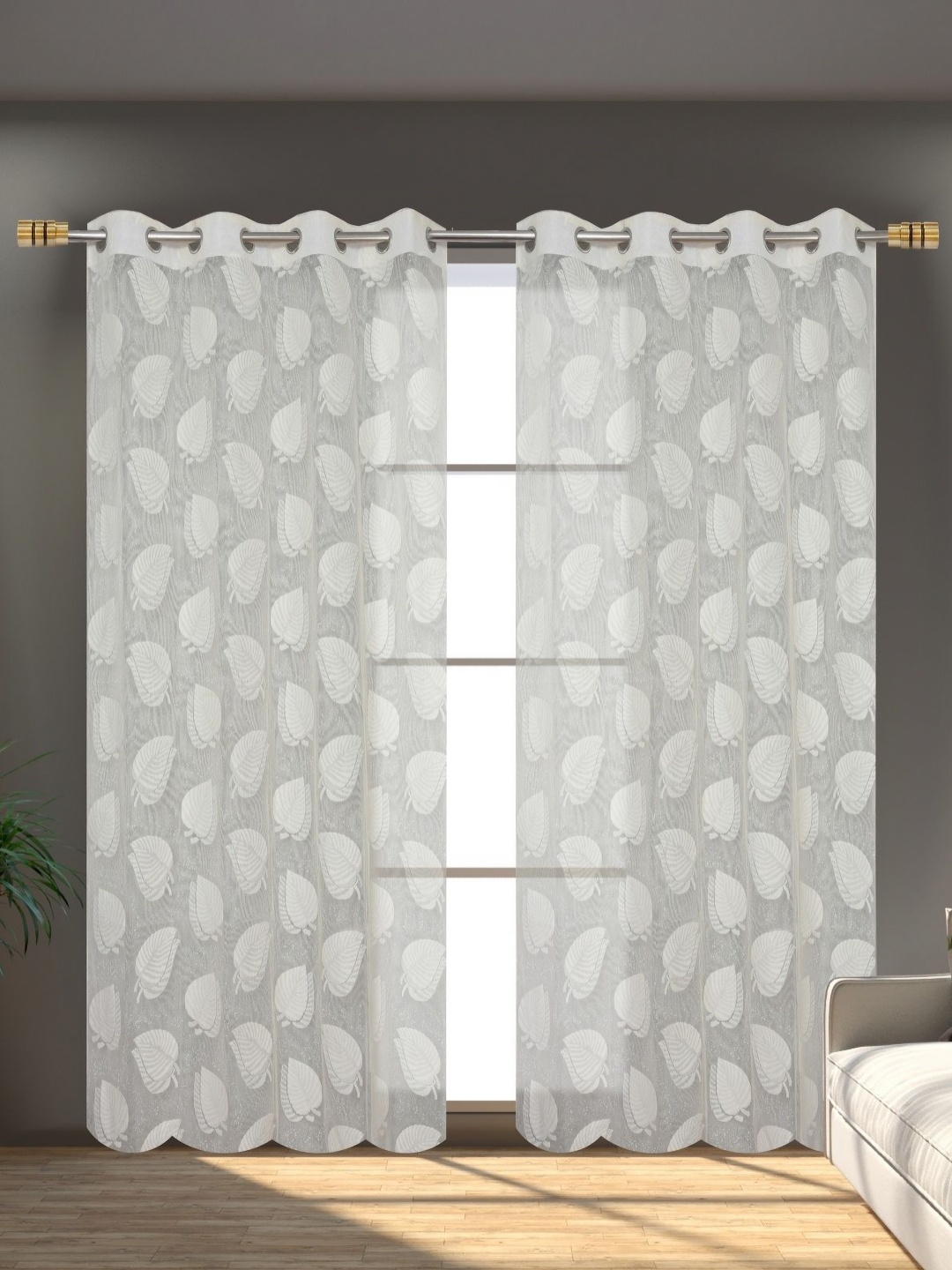 

Galaxy Home Decor Off White Set of 2 Sheer Door Curtain