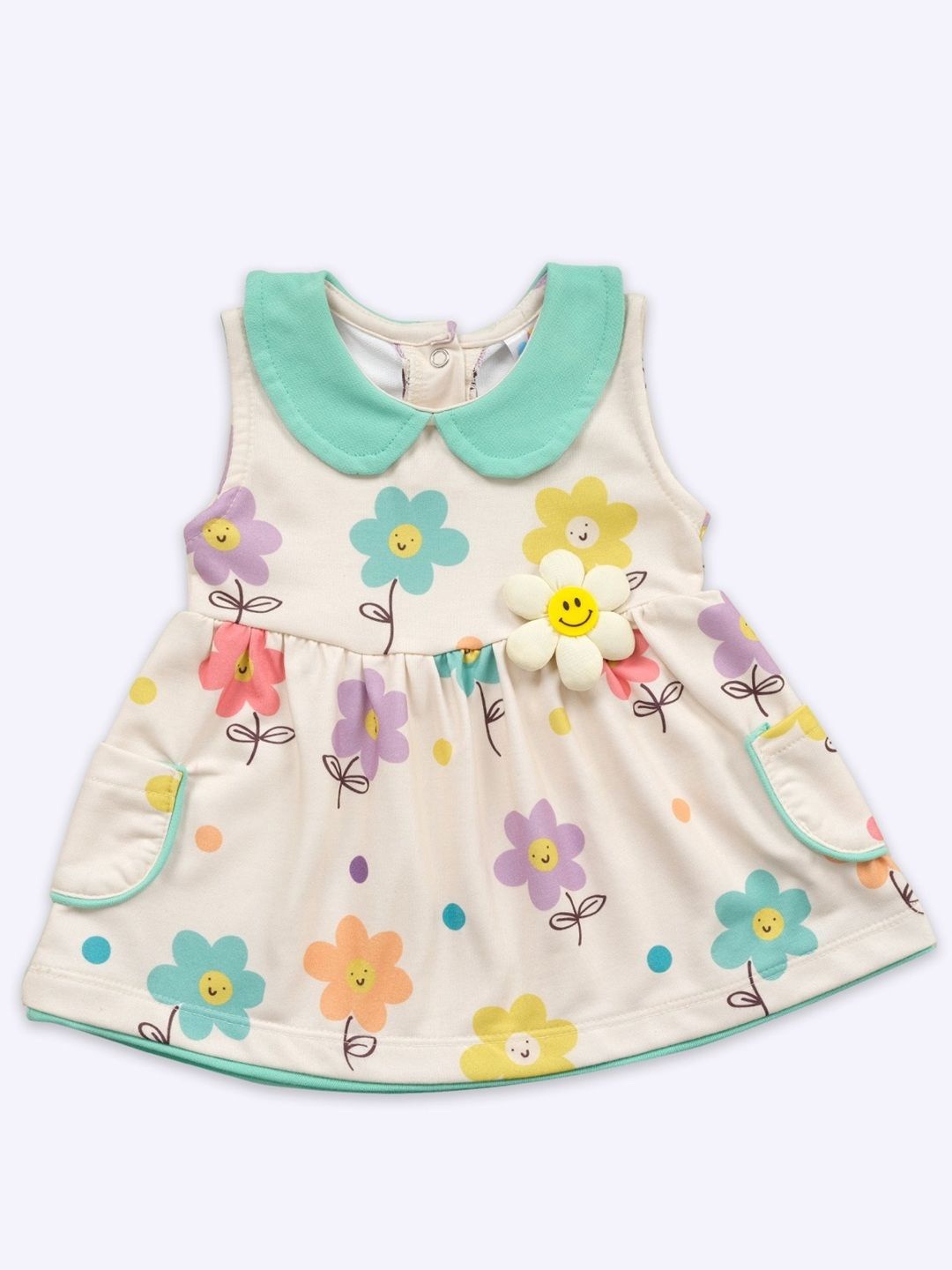 

Babys Day Floral Print A-Line Dress, Green