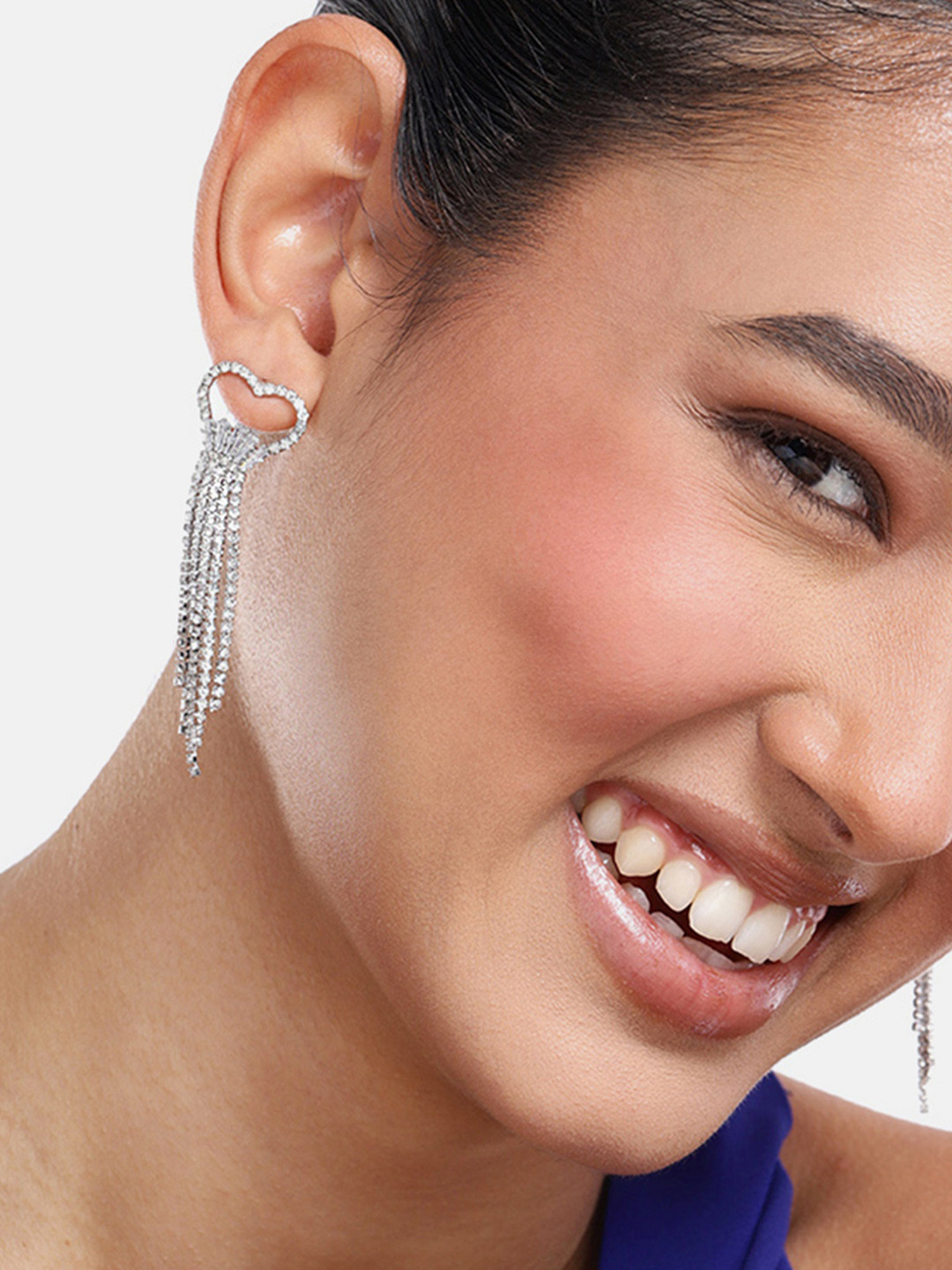 

DressBerry Heart Design Contemporary Drop Earrings, Silver