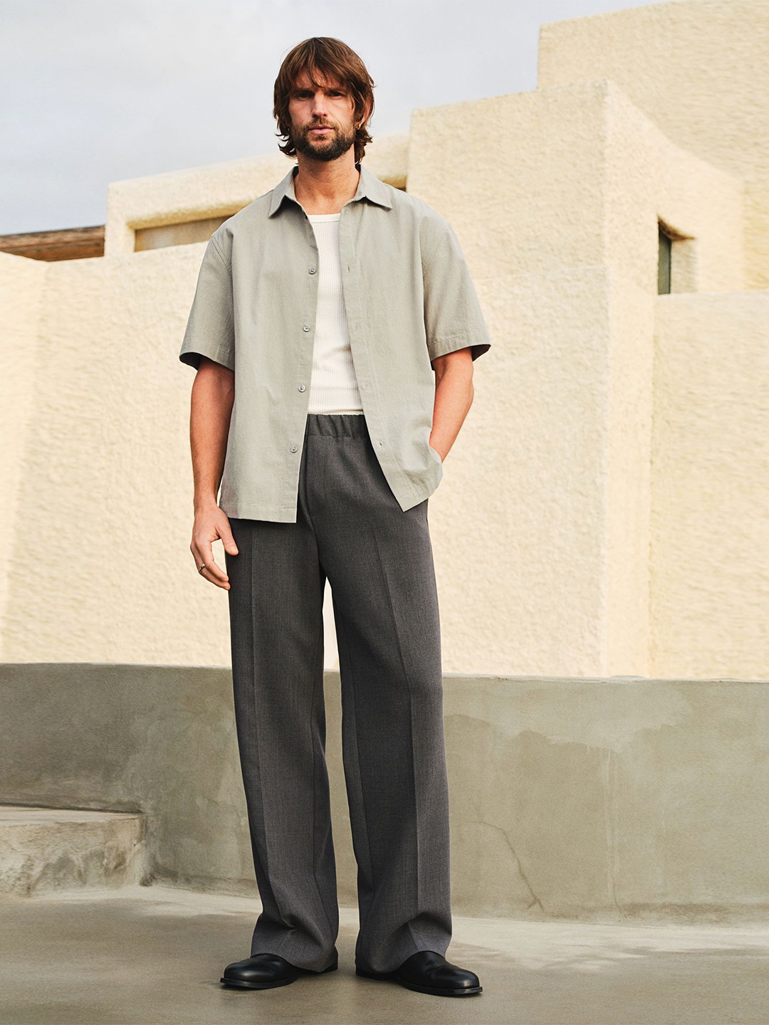 

H&M Regular Fit Textured Shirt, Green