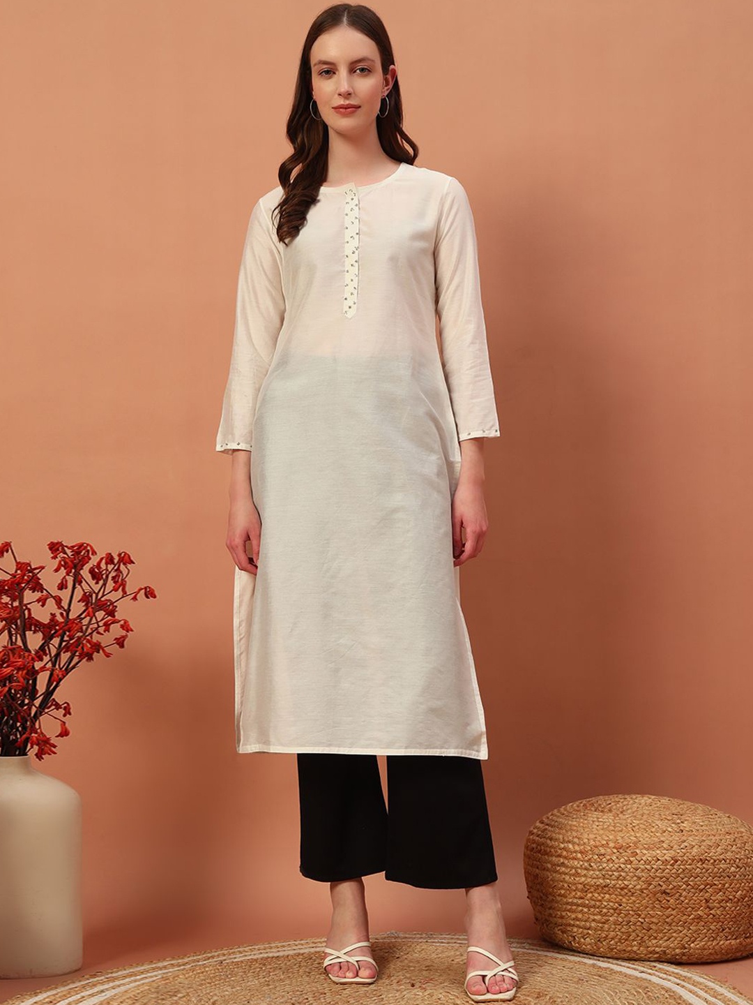 

Rudraaksha Creations Women Flared Sleeves Kurta, Orange