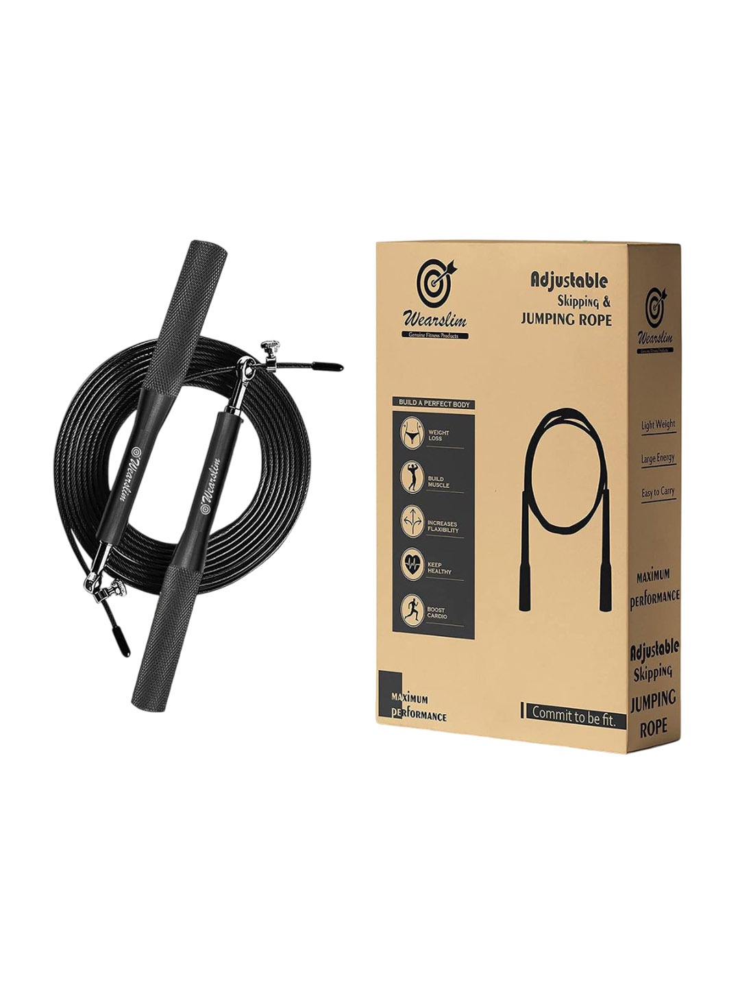 

Wearslim Comfortable Grip Skipping Rope, Black