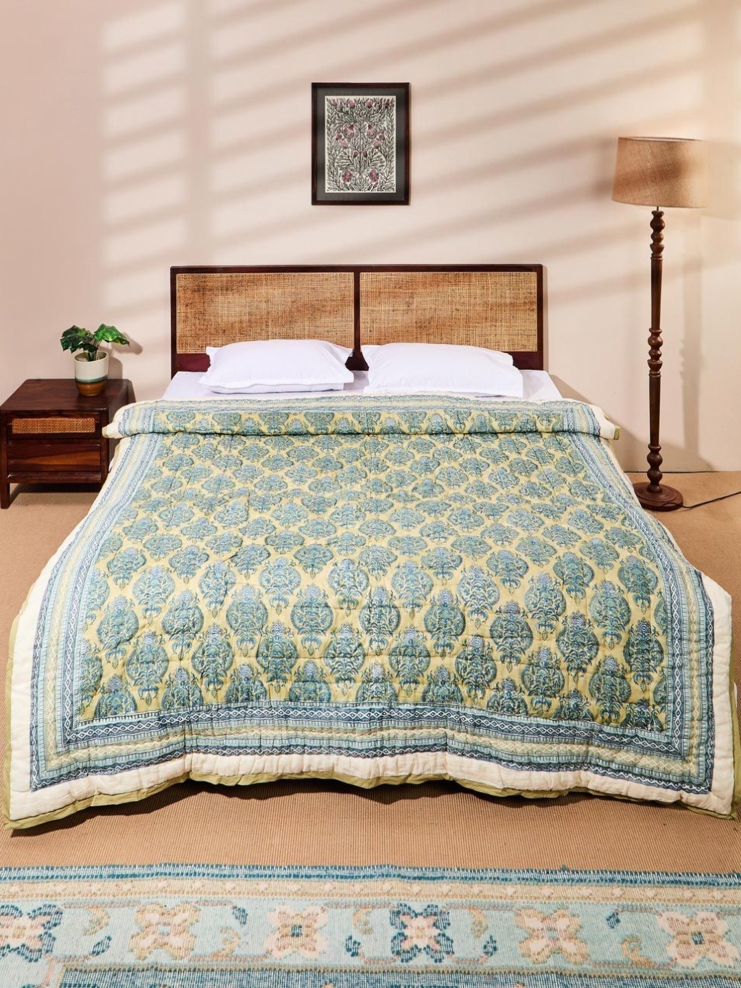 

Fabindia Green Floral AC Room Double Bed Quilt