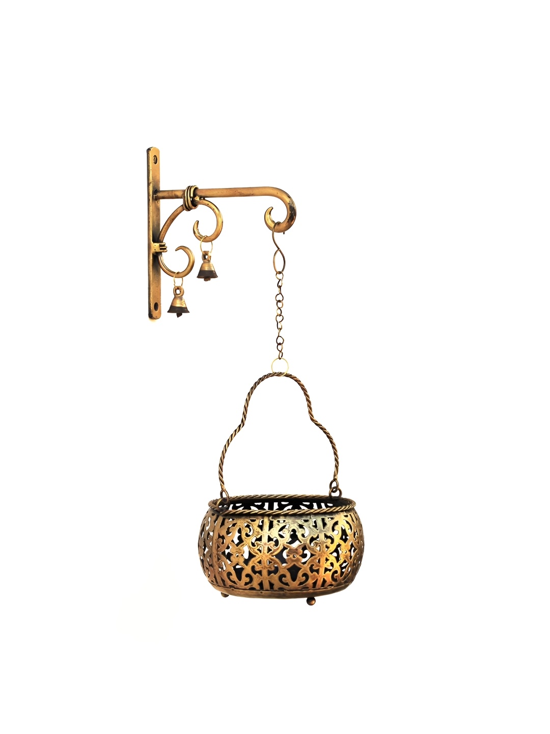 

SADHUBELA Yellow Textured Metal Wall Hangings, Gold