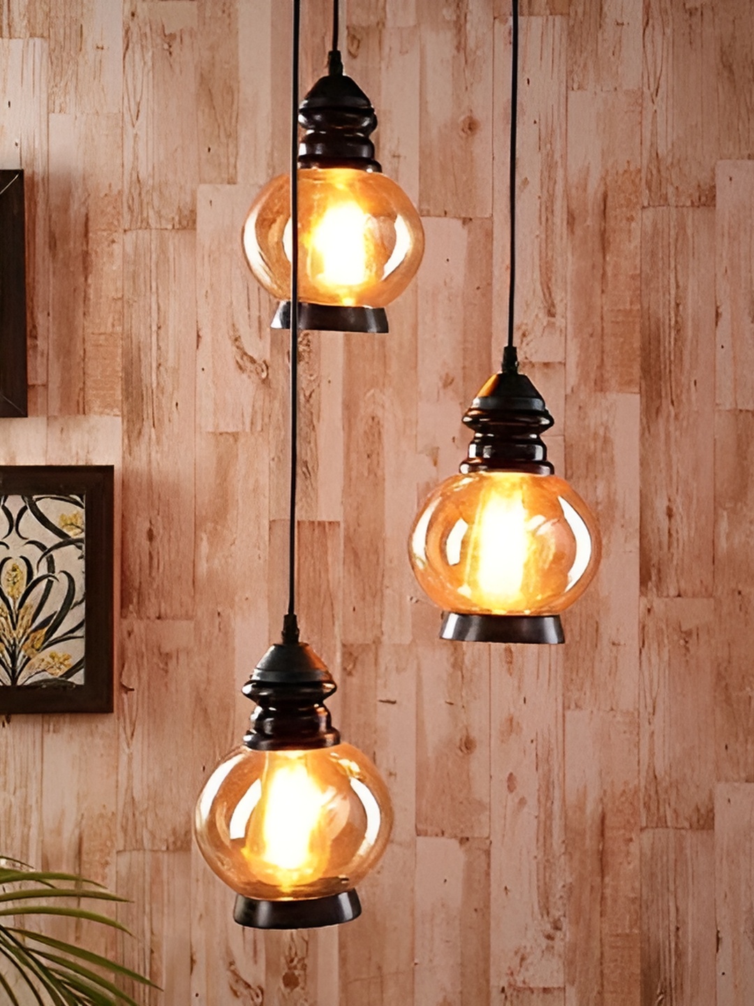 

GAUVIK Black & Brown Glass Ceiling Lamp