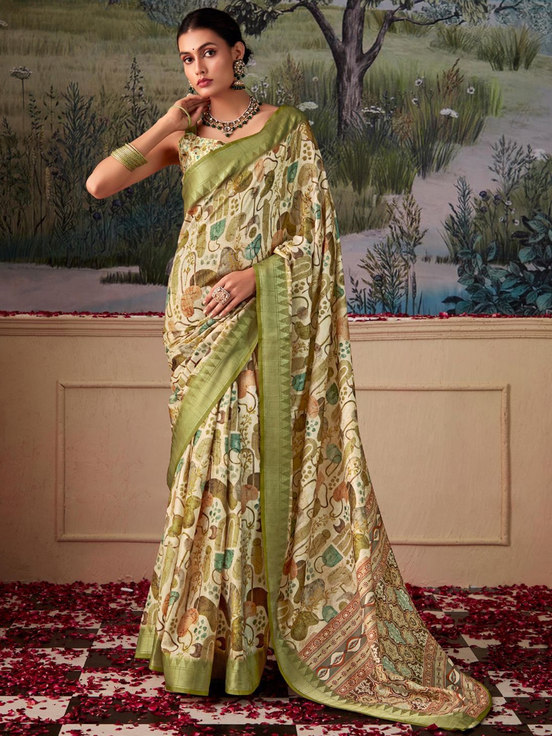 

LeeliPeeri Designer Zari Silk Cotton Tussar Saree, Cream