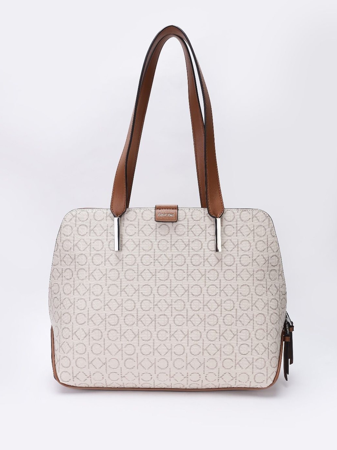 

Calvin Klein Printed Structured Shoulder Bag, Beige