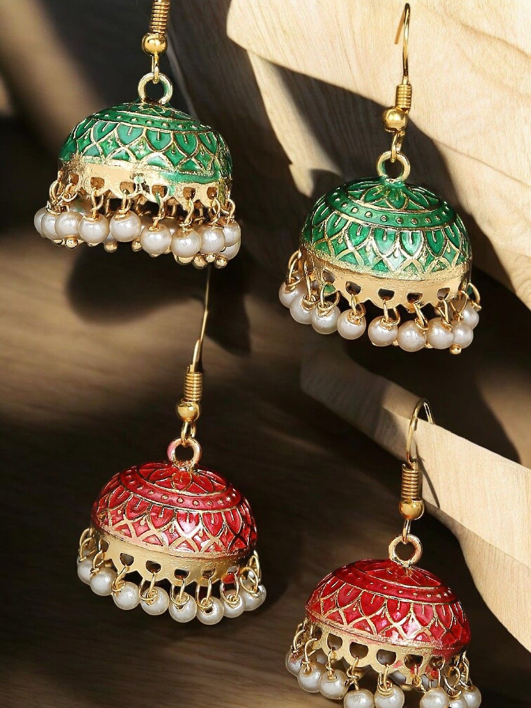 

OOMPH Dome Shaped Jhumkas Earrings, Green