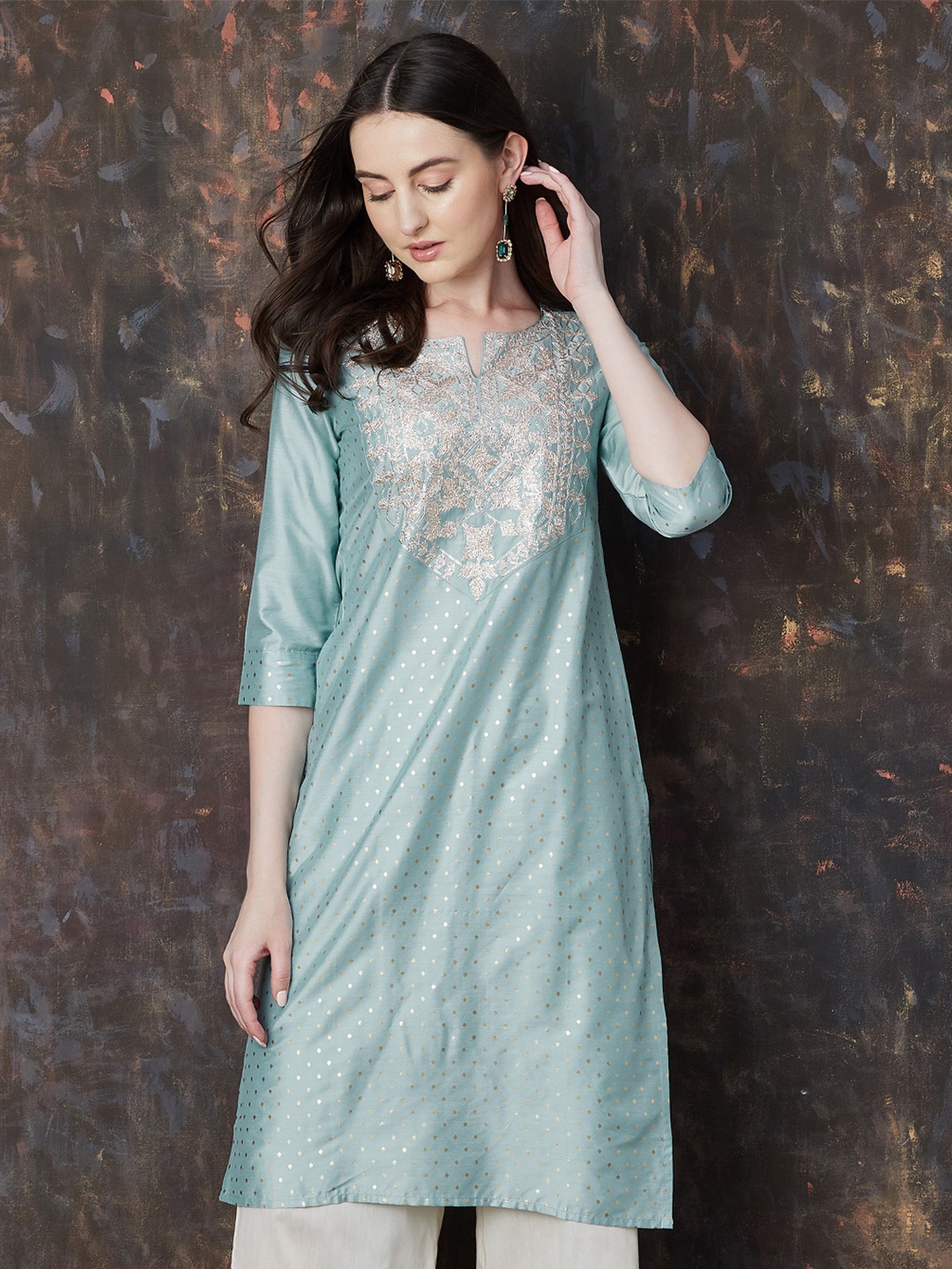 

Melange by Lifestyle Women Embroidered Kurta, Blue