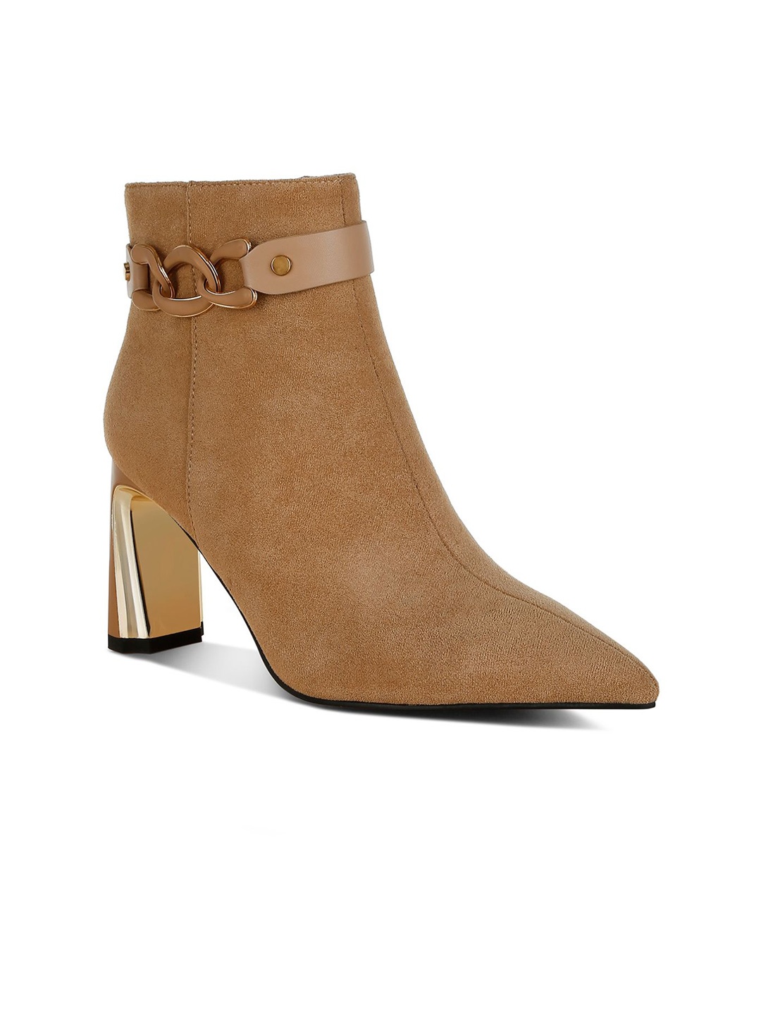 

London Rag Women Chain Belt Detail Ankle Boots, Beige