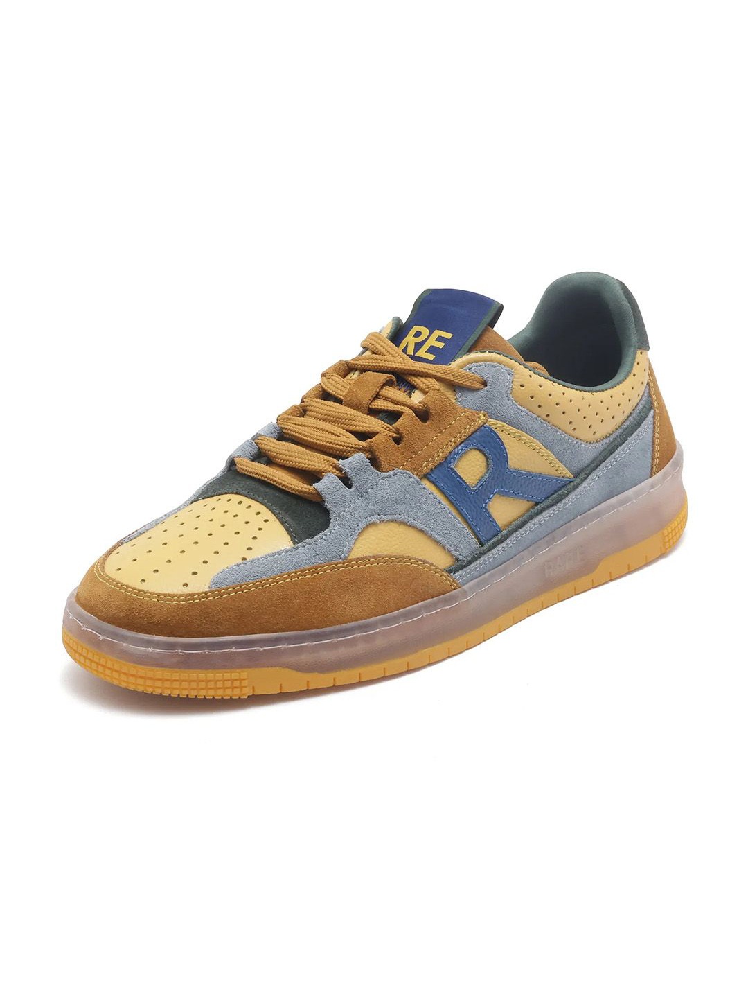

RARE RABBIT Men Perforations Suede Sneakers, Yellow