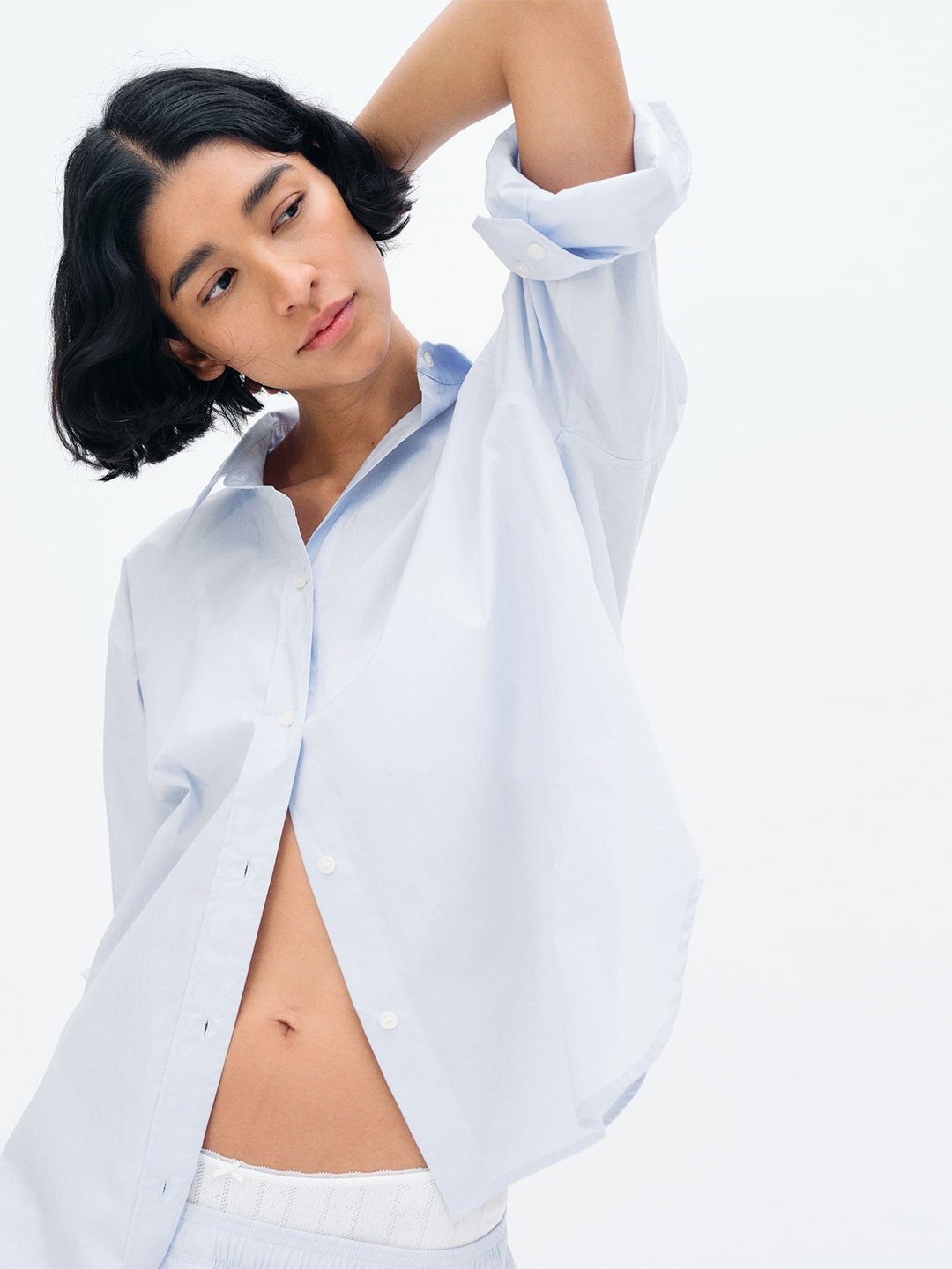 

H&M Poplin Shirt, Blue