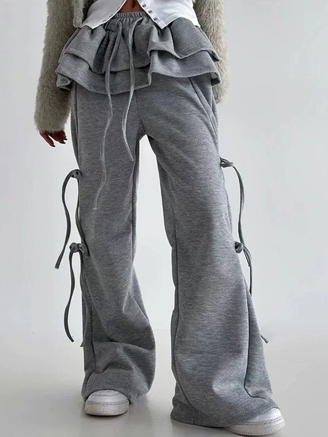 

LULU & SKY Women Flared Trousers, Grey