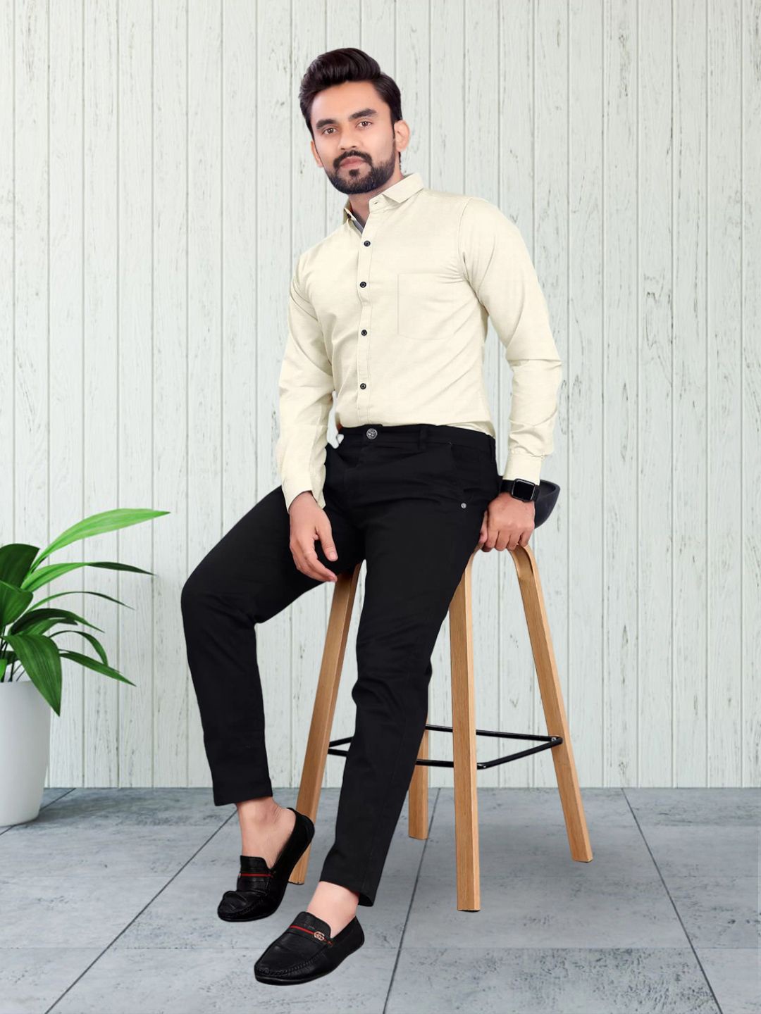 

Moda Rapido Men Standard Opaque Formal Shirt, Cream