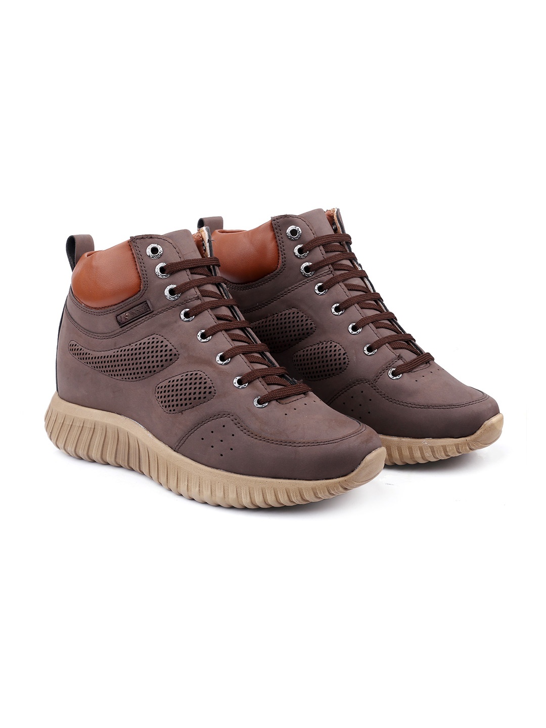 

riffway Men Woven Design Patent Leather Fashion, Brown