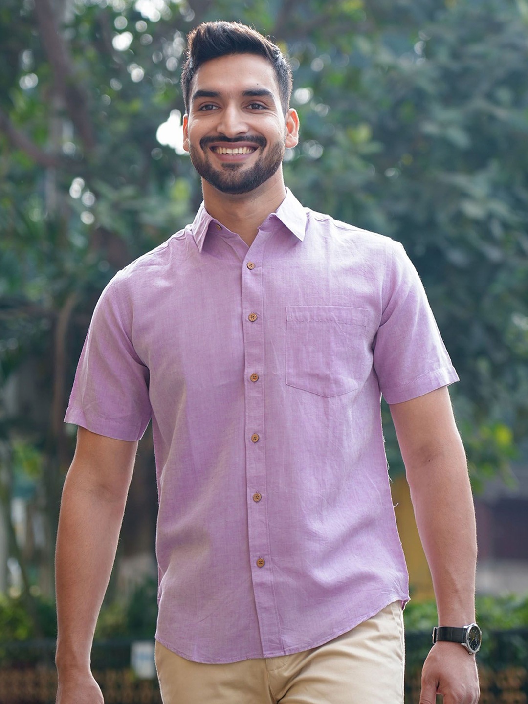 

Earthy Route Men Comfort Opaque Formal Shirt, Lavender