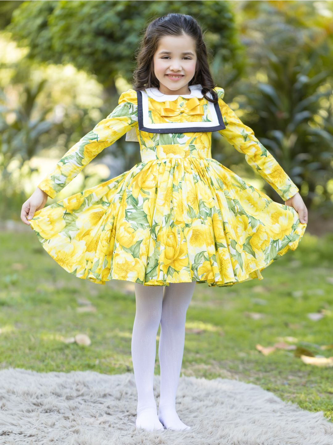 

THE PONY & PEONY CO. Print Fit & Flare Dress, Yellow