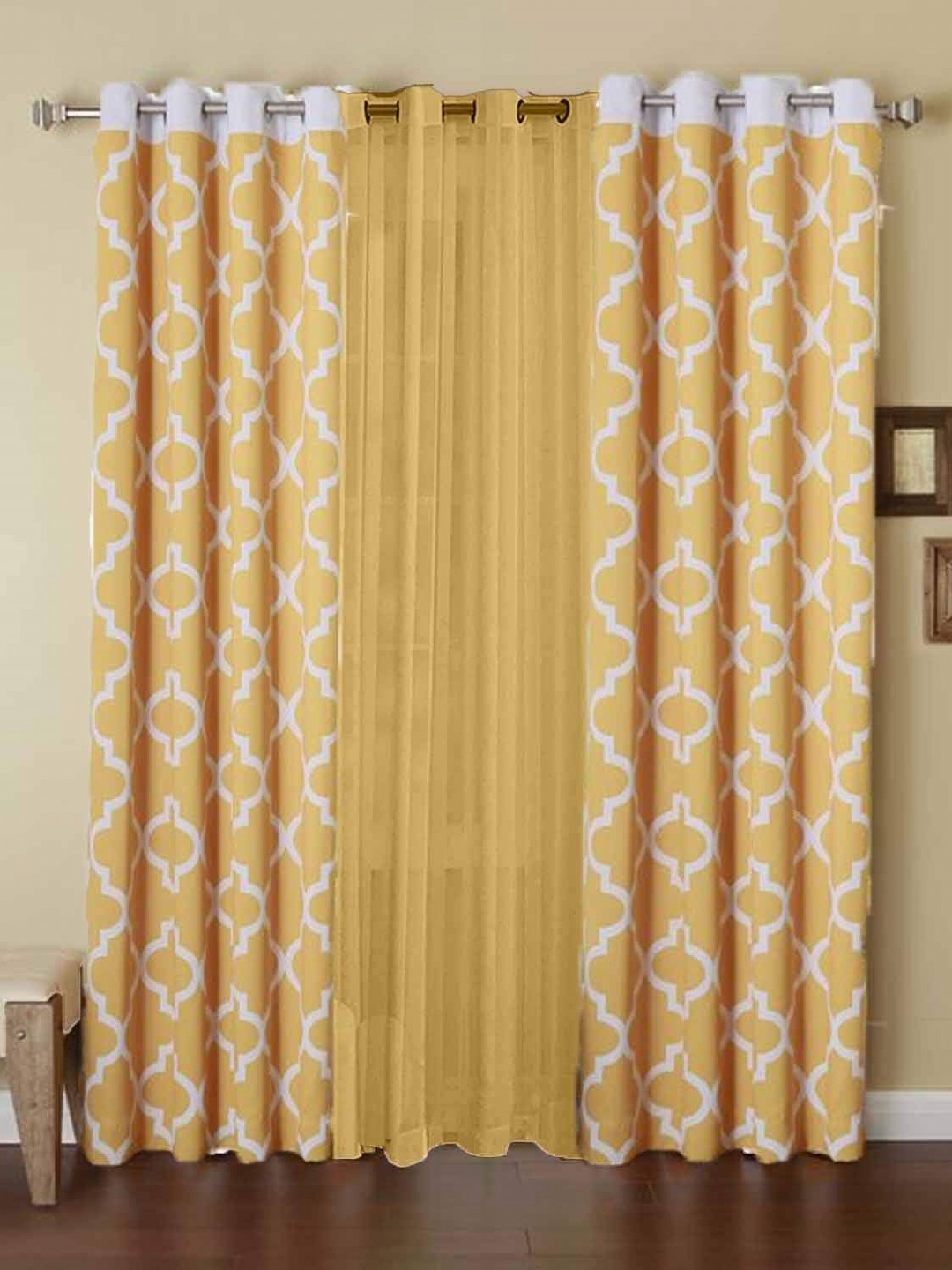 

Dekor World Multicoloured Set of 3 Window Curtain, Multi