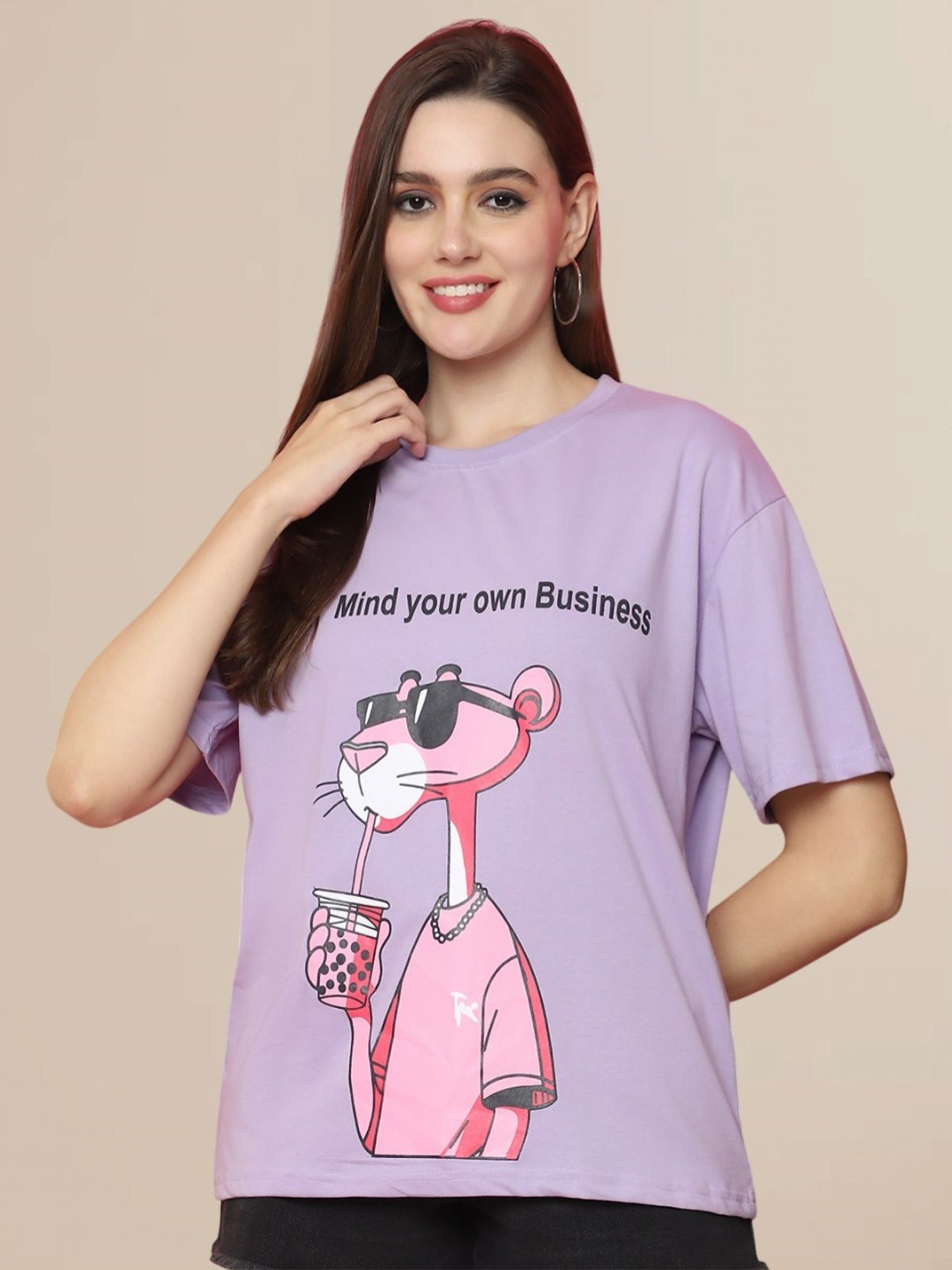 

Dreambe Women Printed T-shirt, Purple