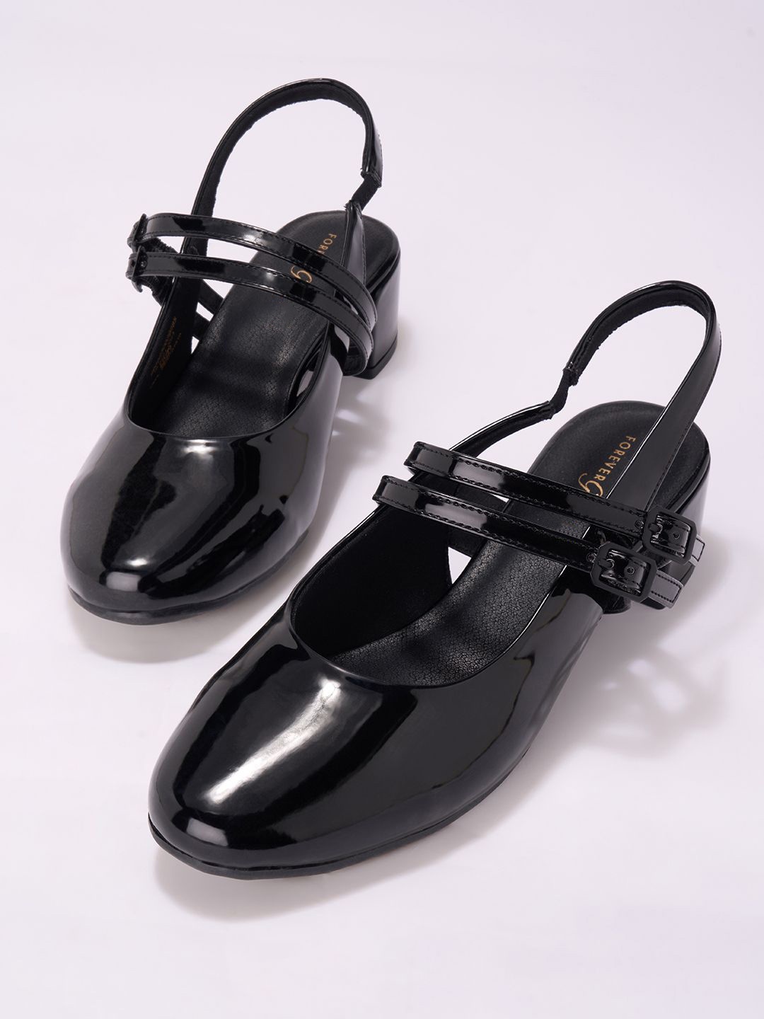 

Forever Glam by Pantaloons PU Block Pumps with Buckles, Black
