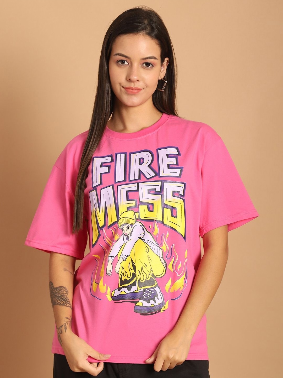 

Dreambe Women Printed T-shirt, Pink