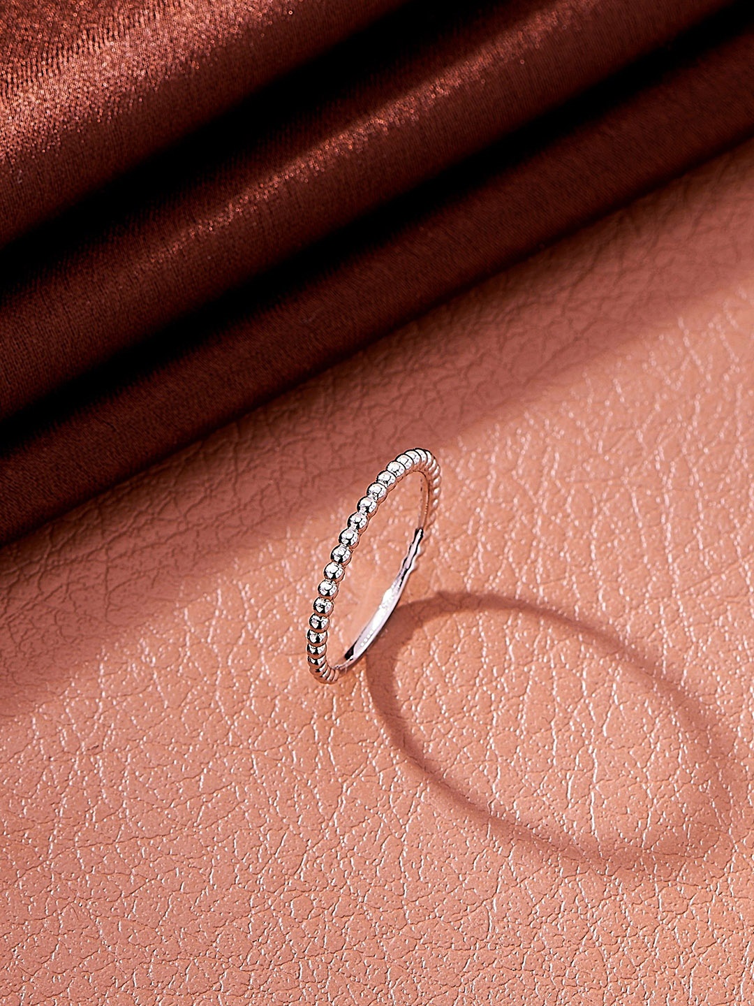 

Nipura 925 Sterling Silver Rhodium-Plated Beaded Finger Ring