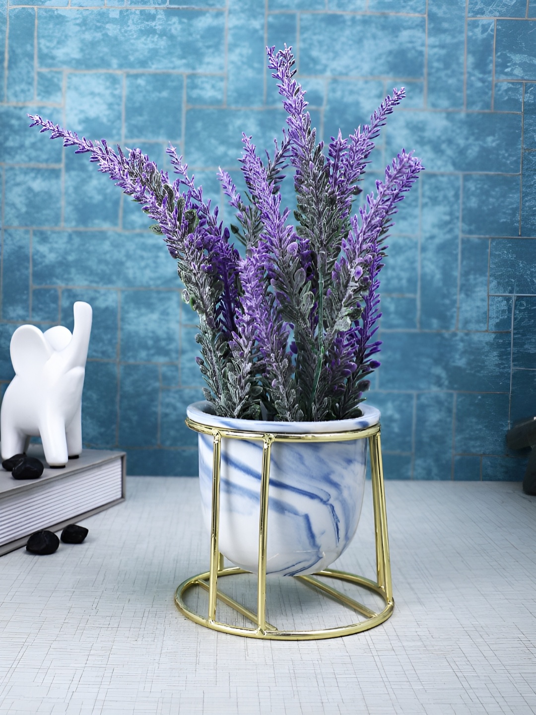 

TAYHAA White 1 Pieces Lavender Artificial Plant With Pot