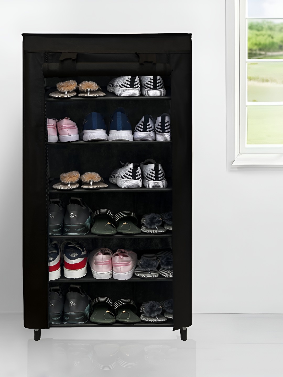 

Rmerchants Black Stainless Steel 6 Shelves Shoe Rack