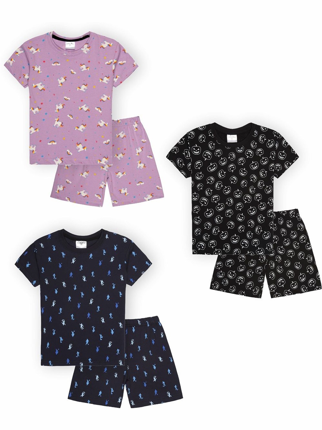 

Spiffles Boys Printed T-shirt with Shorts, Navy blue