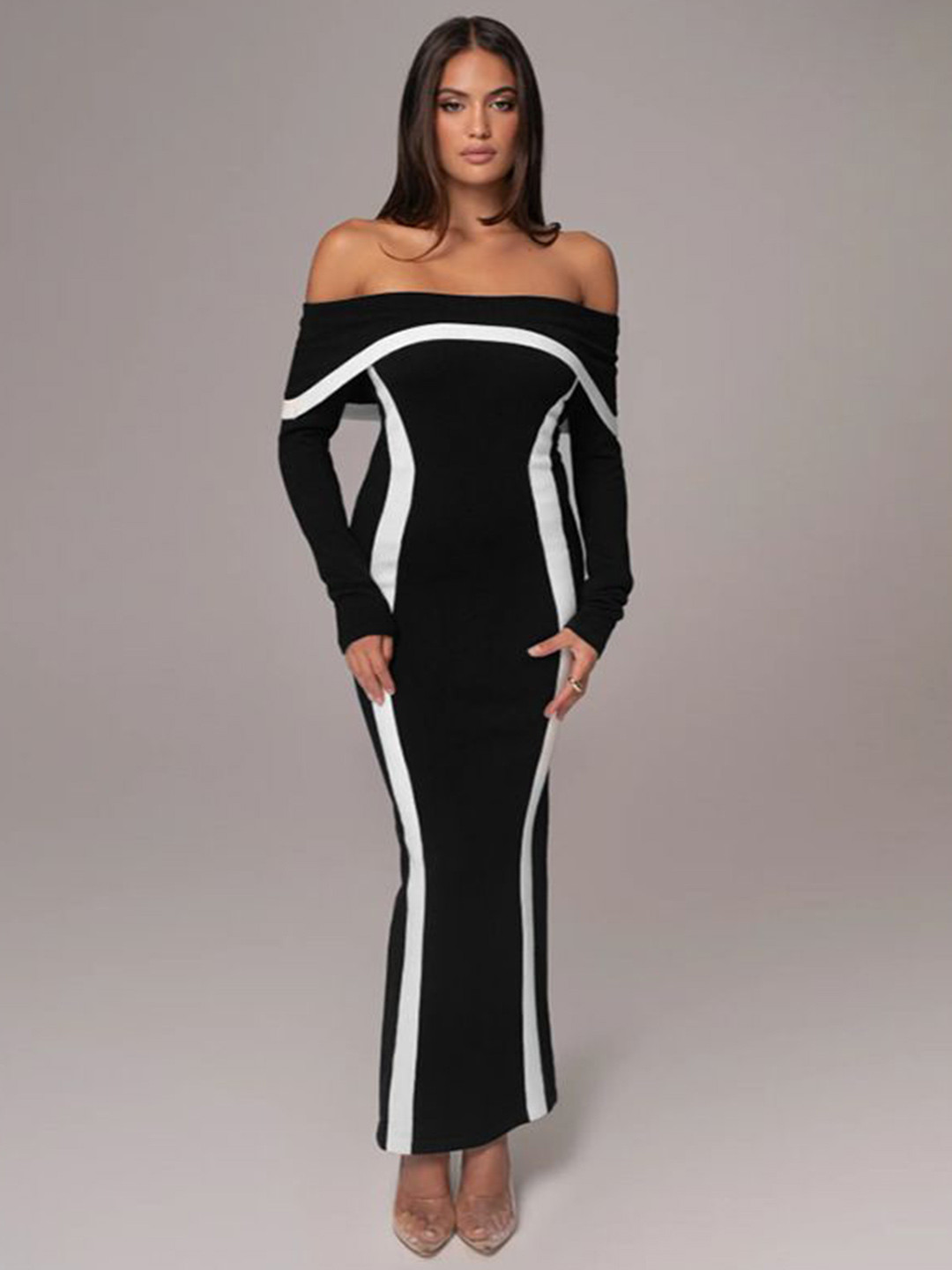 

MIAKEE Off-Shoulder Maxi Dress, Black
