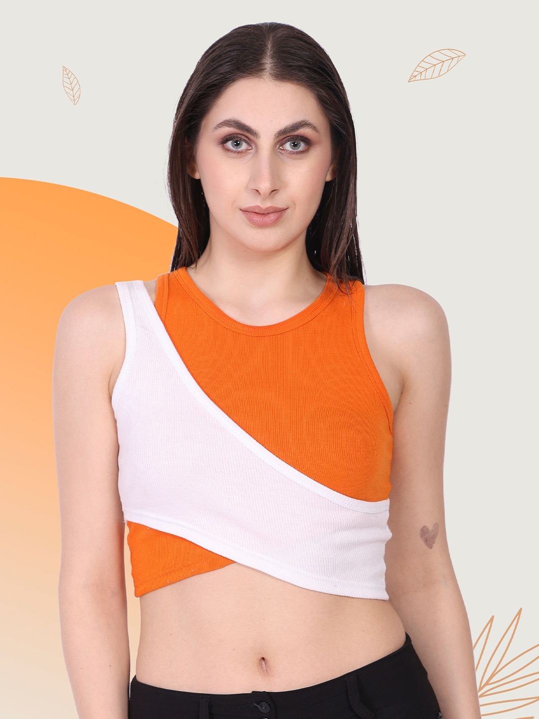 

Mast & Harbour Colourblocked Cotton Top, Orange