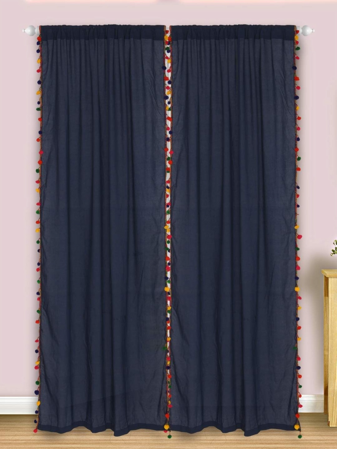 

Dekor World Multicoloured Set of 2 Embellished Sheer Window Curtain, Multi