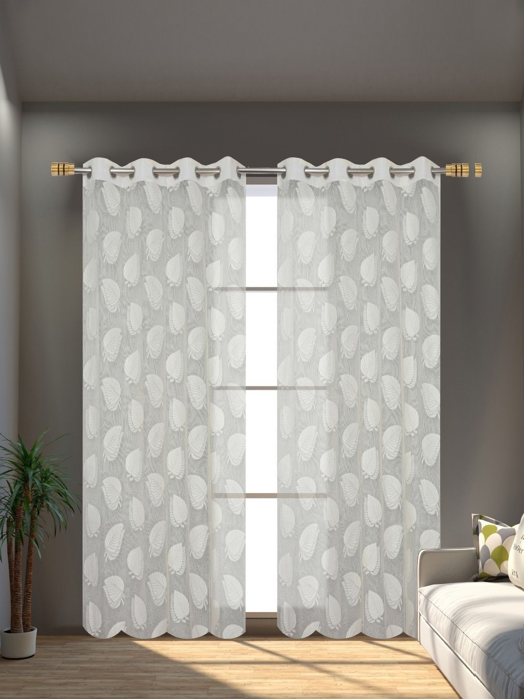 

Galaxy Home Decor Off White Set of 2 Sheer Window Curtain