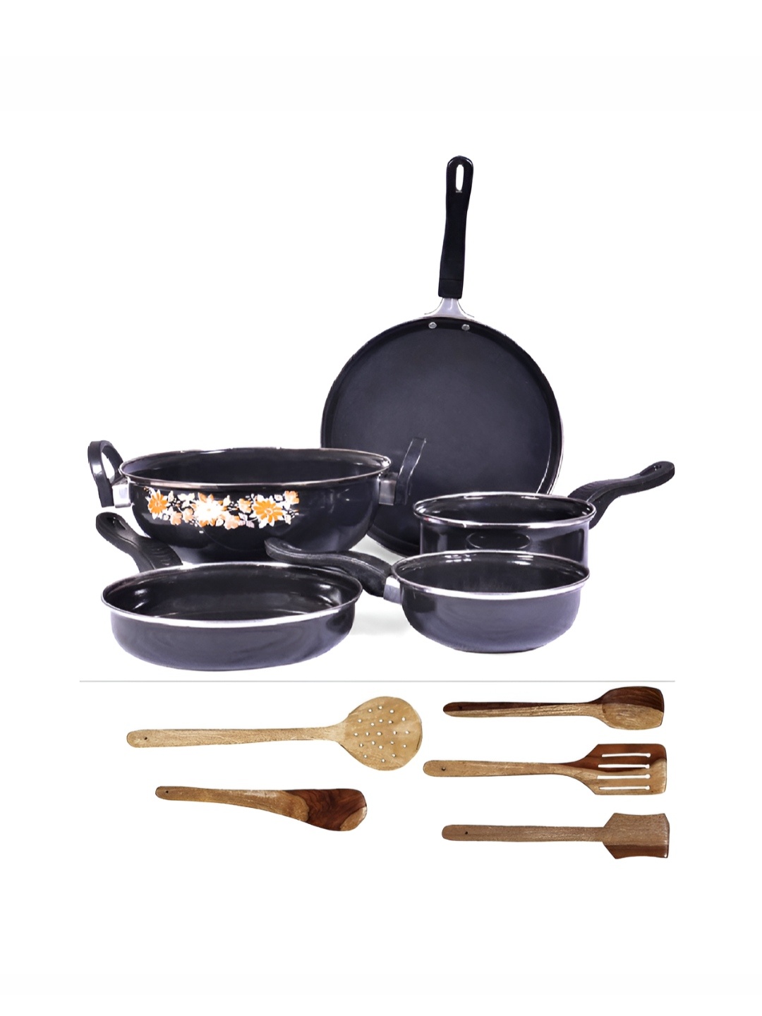

SILVOSWAN Black Induction Base Iron Cookware Set of