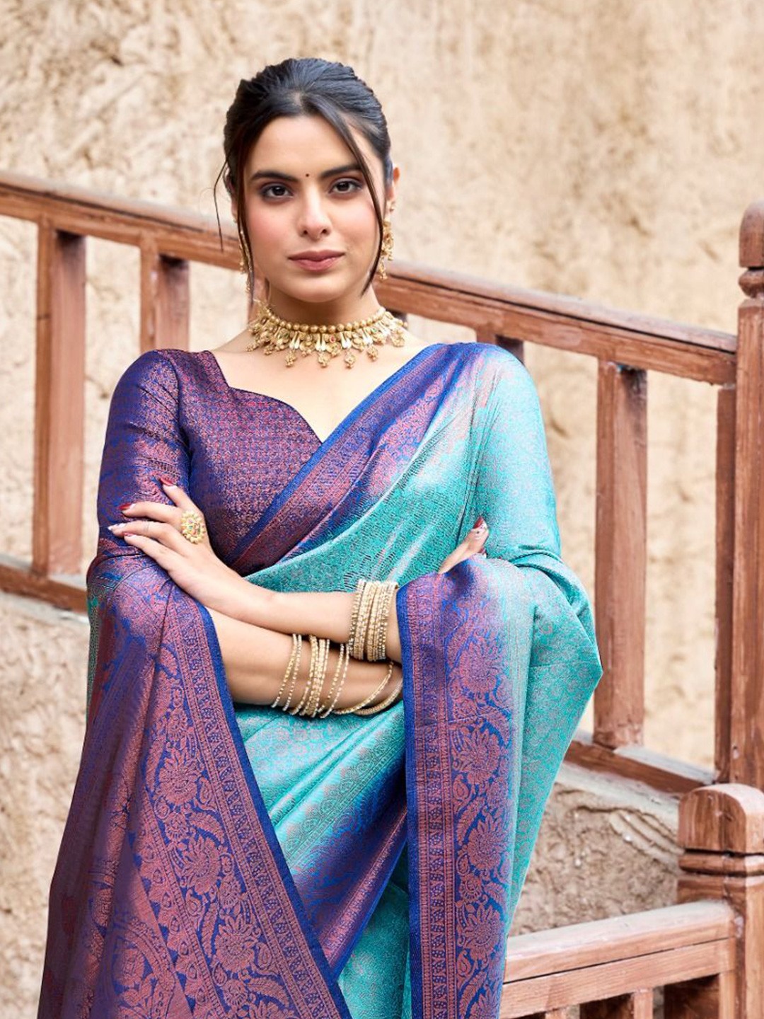 

DIKONA DESIGNER Woven Design Zari Pure Silk Banarasi Saree, Green