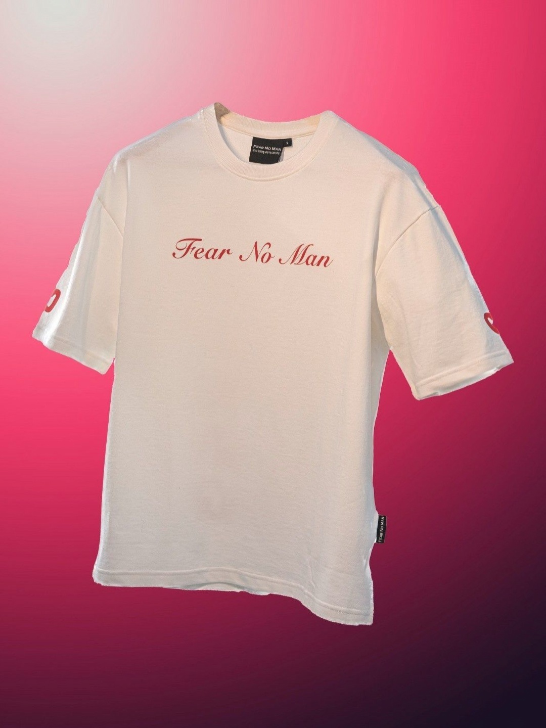 

Fear No Man Men Typography Printed Pockets T-shirt, White