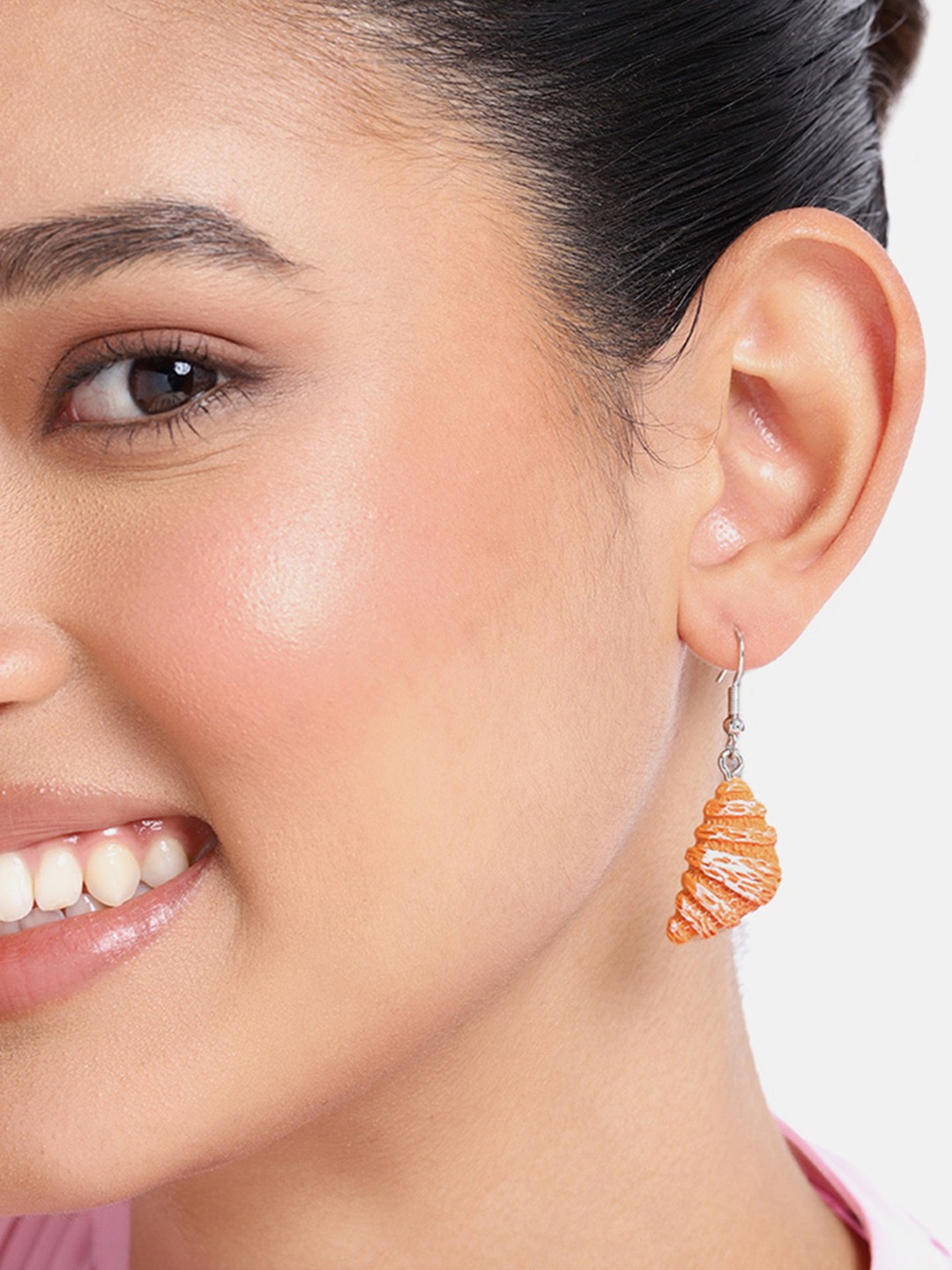 

DressBerry Contemporary Croissant Drop Earrings, Brown