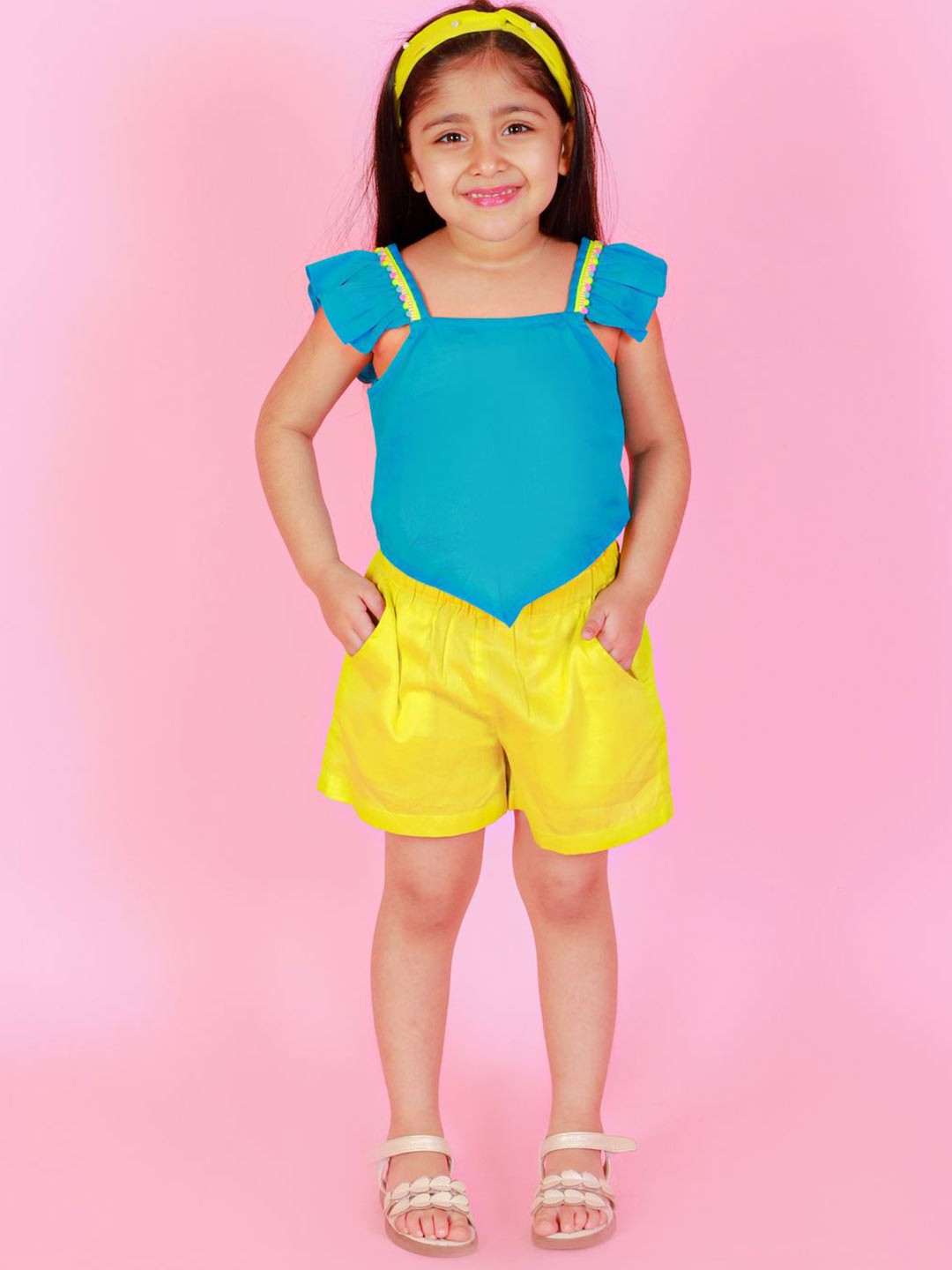

LIL DRAMA Girls Top with Shorts, Blue