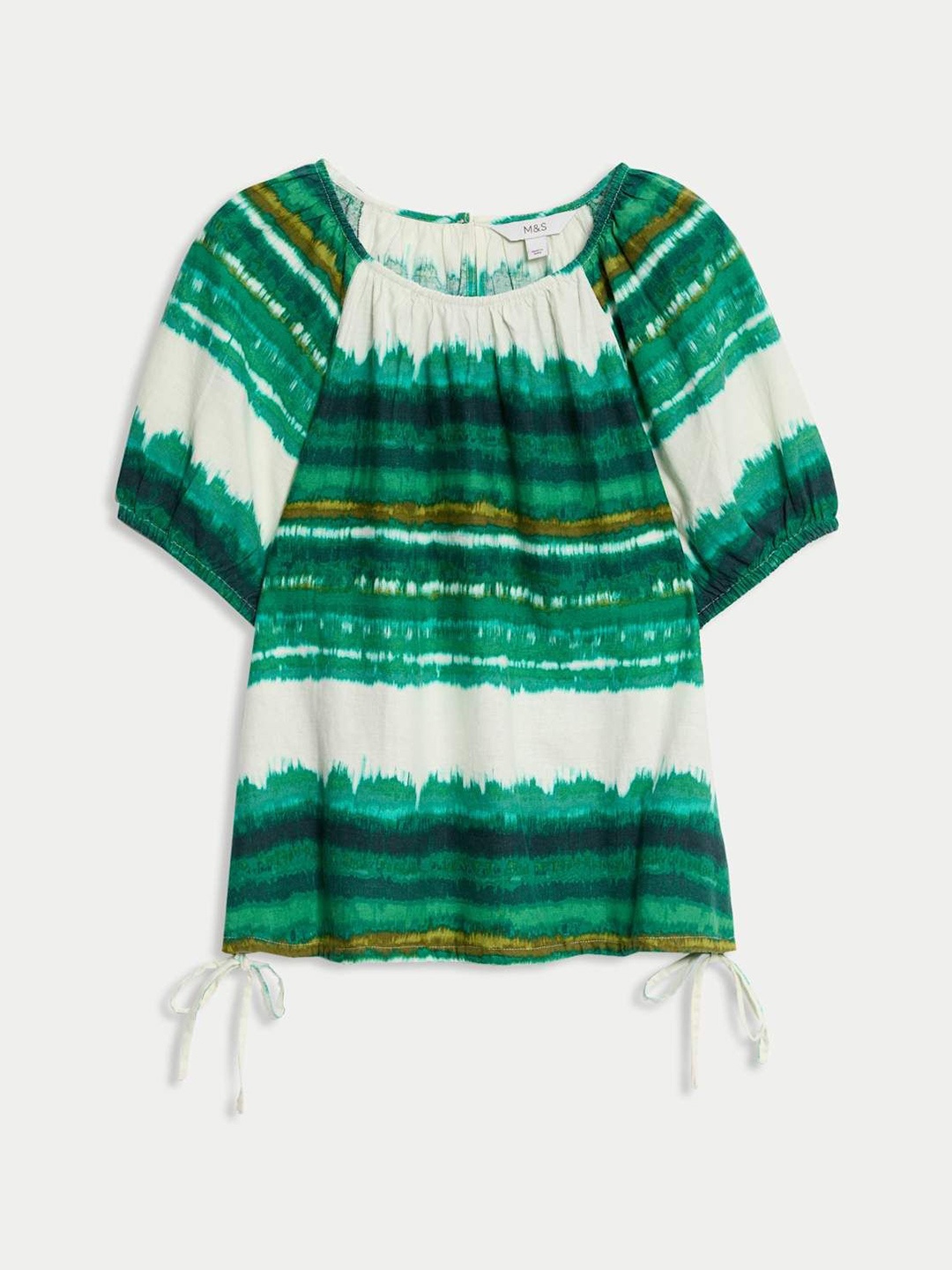 

Marks & Spencer Tie and Dye Linen Top, Green