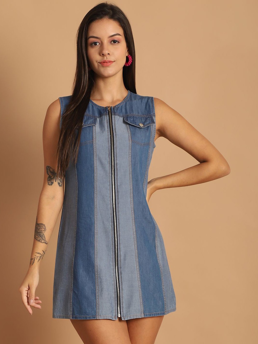 

JAKANARY Denim Shirt Dress, Blue