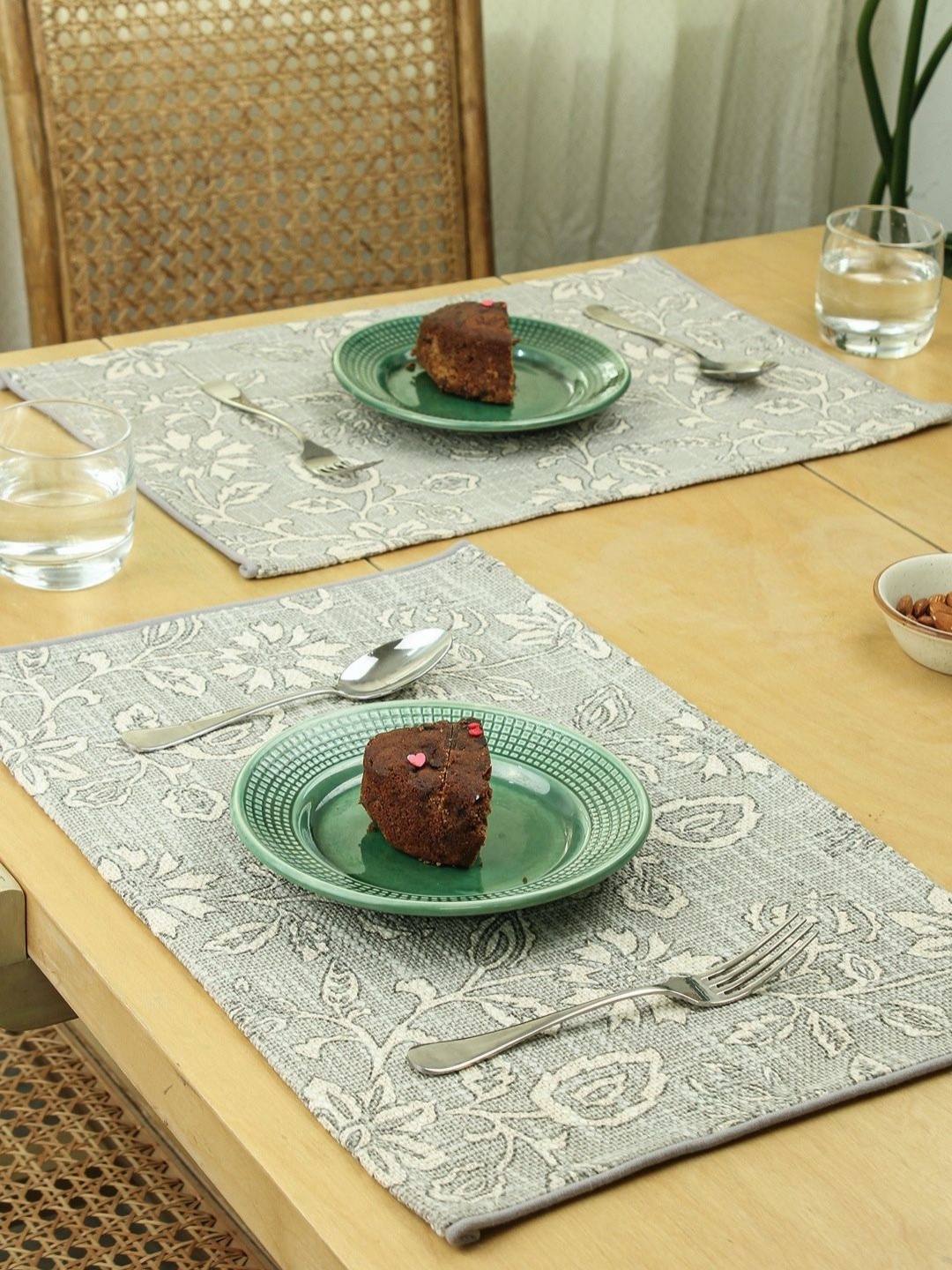 

House This Botanical Garden 2-Pcs Rust & Grey Printed Table Placemats