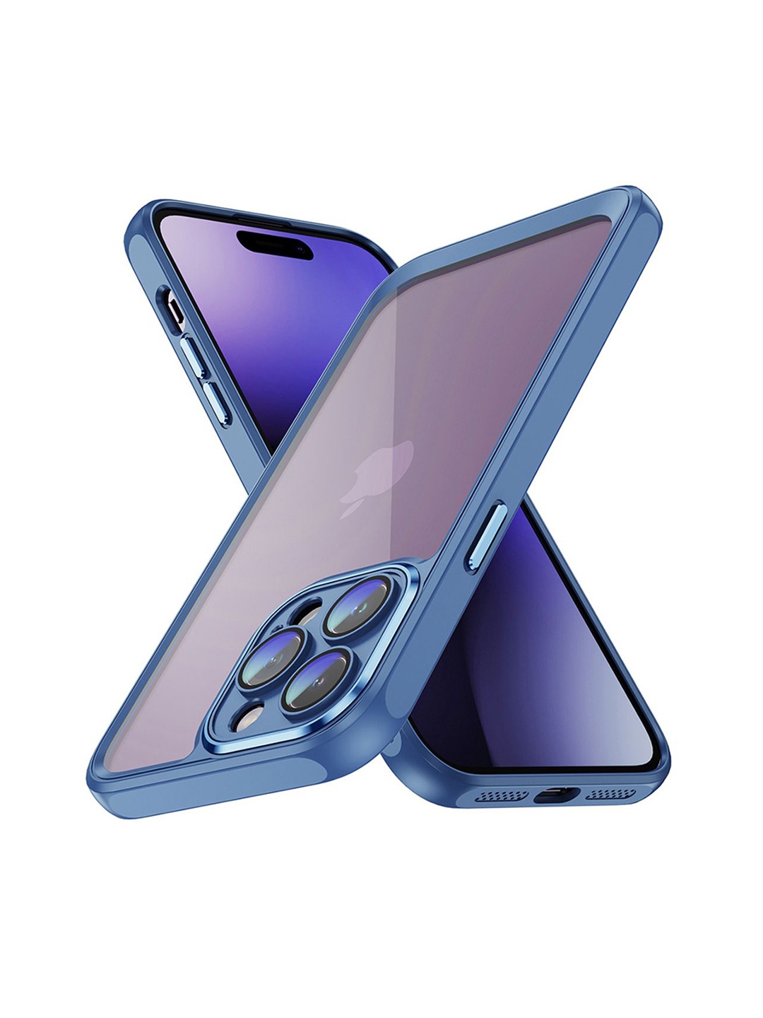 

QRIOH Solid Printed iPhone 15 Pro Back Case Mobile Accessories, Blue